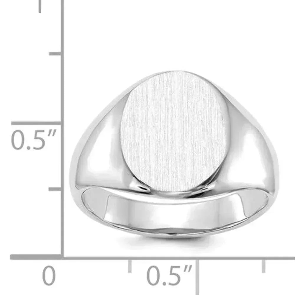 10K White Gold Mens Oval-Shaped Signet Ring