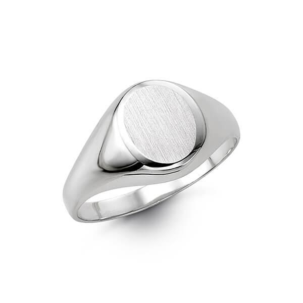 10K White Gold Mens Oval-Shaped Signet Ring