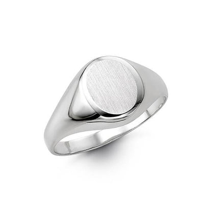 10K White Gold Mens Oval-Shaped Signet Ring