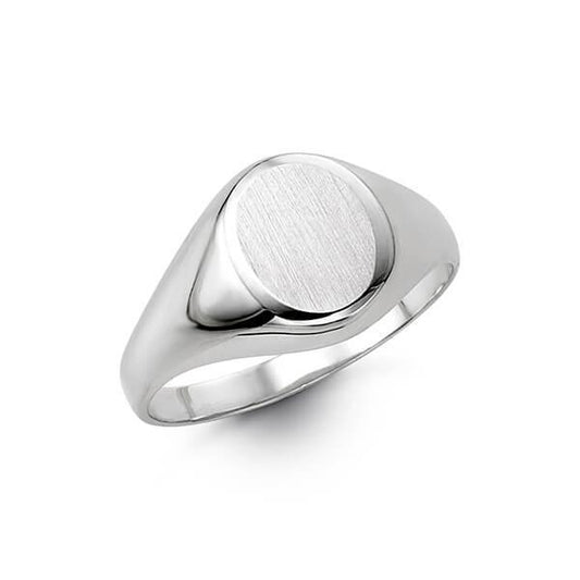 10K White Gold Mens Oval-Shaped Signet Ring