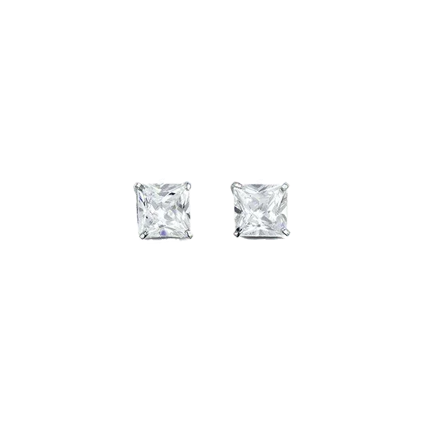 14K White Gold Square 5mm CZ Stud Earrings