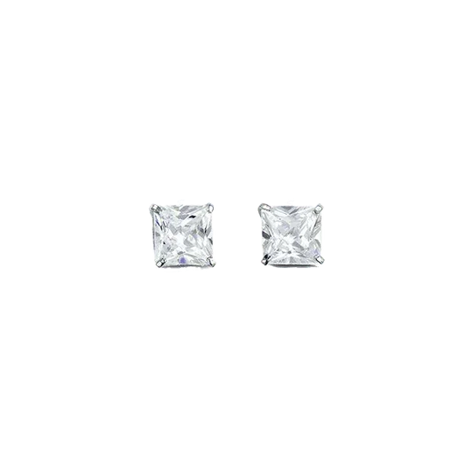 14K White Gold Square 5mm CZ Stud Earrings