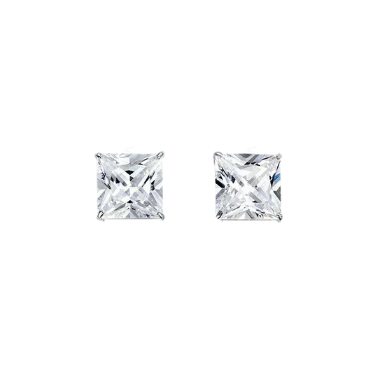 14K White Gold Square 7mm CZ Stud Earrings