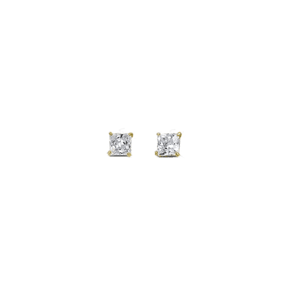 14K Yellow Gold 3mm Square CZ Stud Earrings