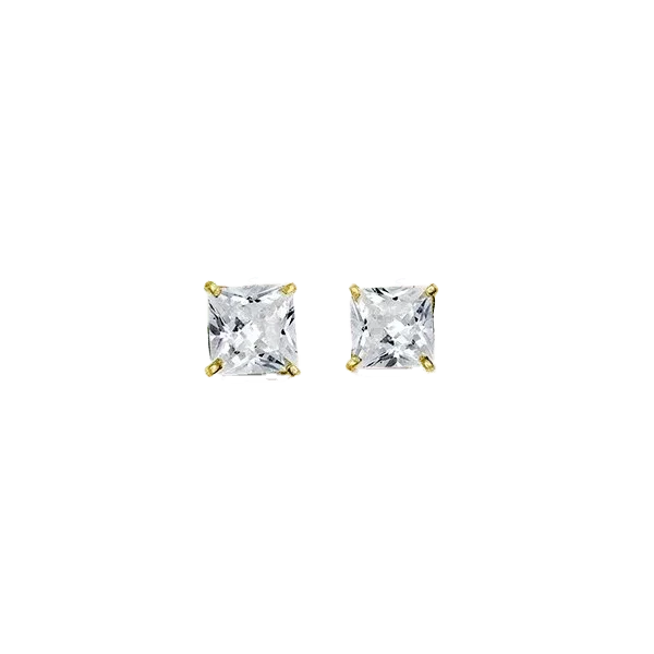 14K Yellow Gold Square 5mm CZ Stud Earrings