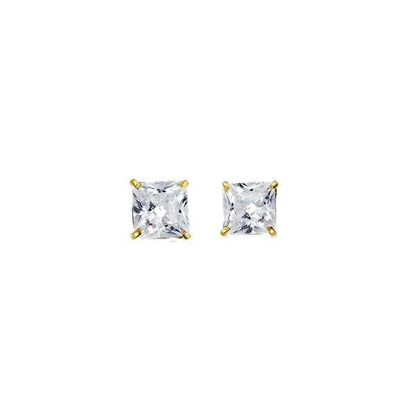 14K Yellow Gold Square 5mm CZ Stud Earrings