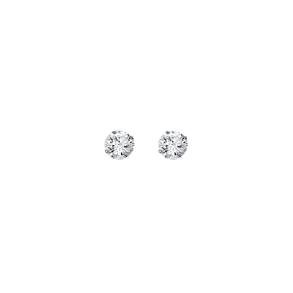 14K White Gold 4mm Round CZ Stud Earrings
