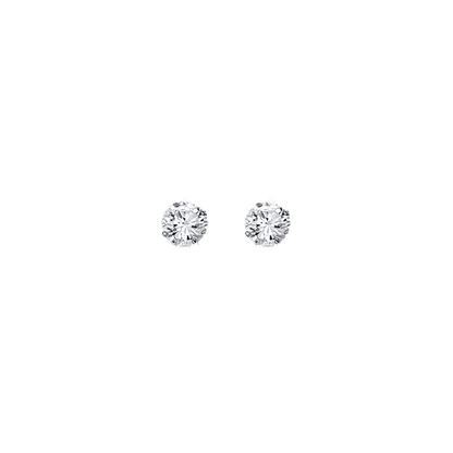 14K White Gold 4mm Round CZ Stud Earrings