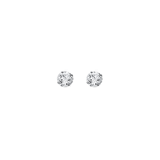 14K White Gold 4mm Round CZ Stud Earrings