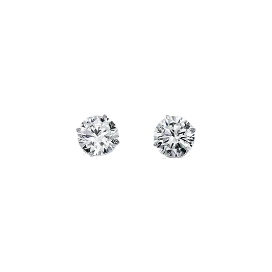 14K White Gold Round 6mm CZ Stud Earrings
