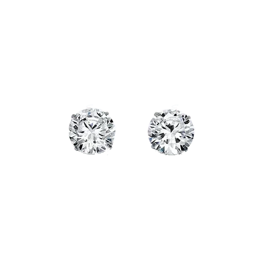 14K White Gold Round 7mm CZ Stud Earrings