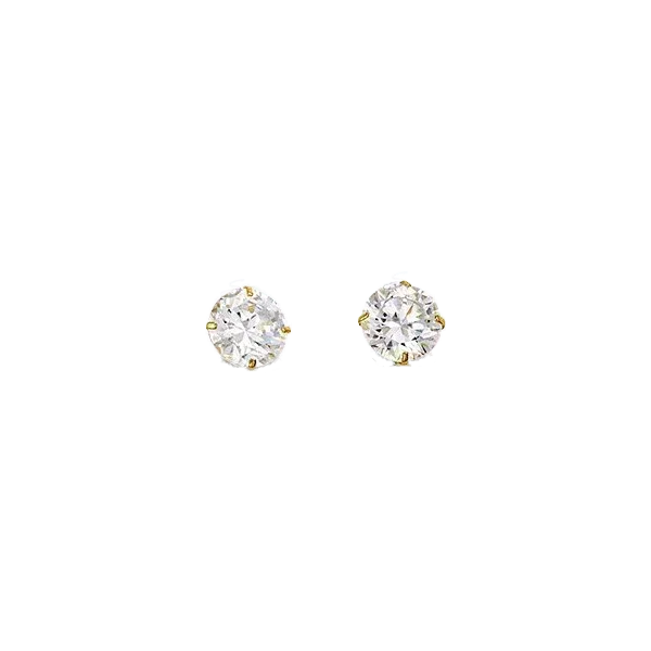 14K Yellow Gold Round 5mm CZ Stud Earrings