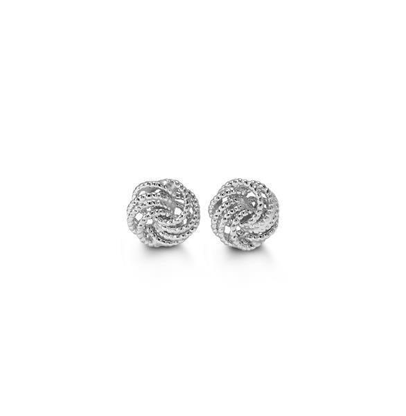 10K White Gold Twist Design Knot Earrings