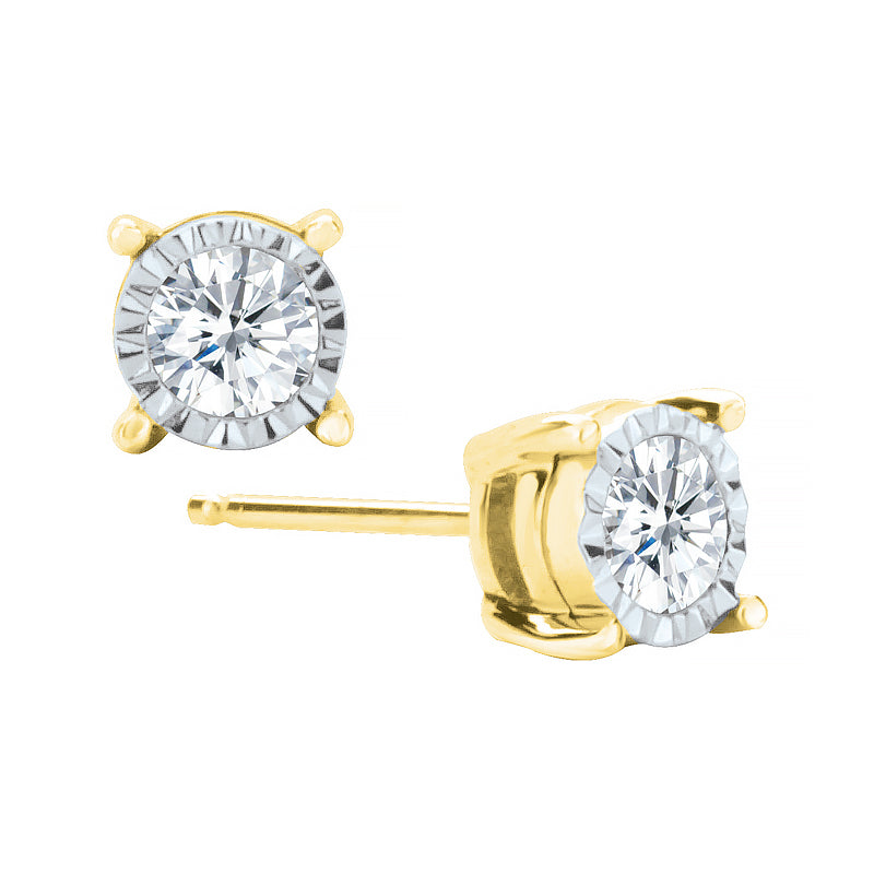 10K Yellow Gold Diamond Fashion Earrings with Round Cut Stones