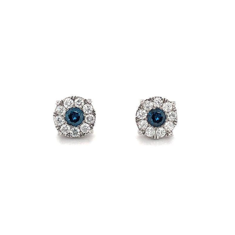 14K White Gold 1.00TDW Blue Citrine Imperial Diamond Earrings