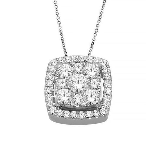 14K White Gold Diamond Halo Pendant with 0.33 Total Diamond Weight