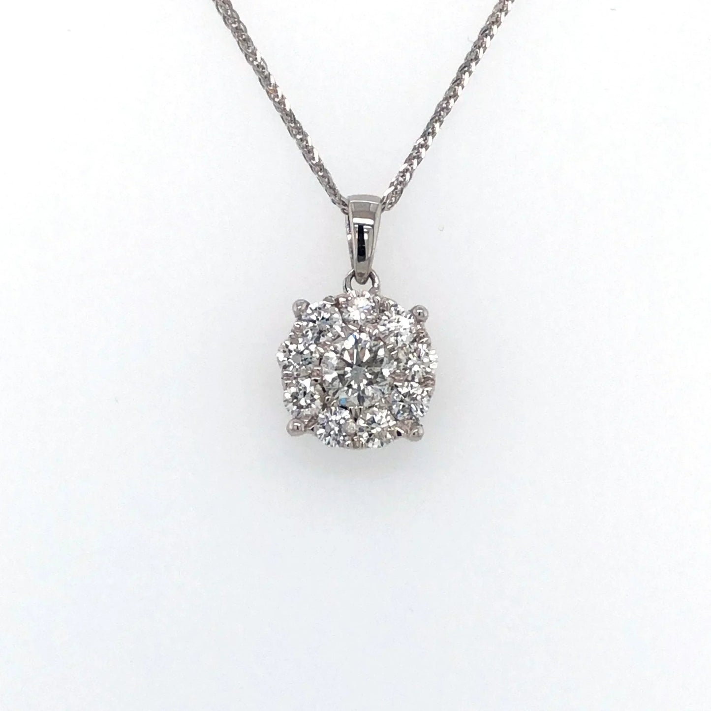 14K White Gold 1.00TDW Diamond Imperial Pendant