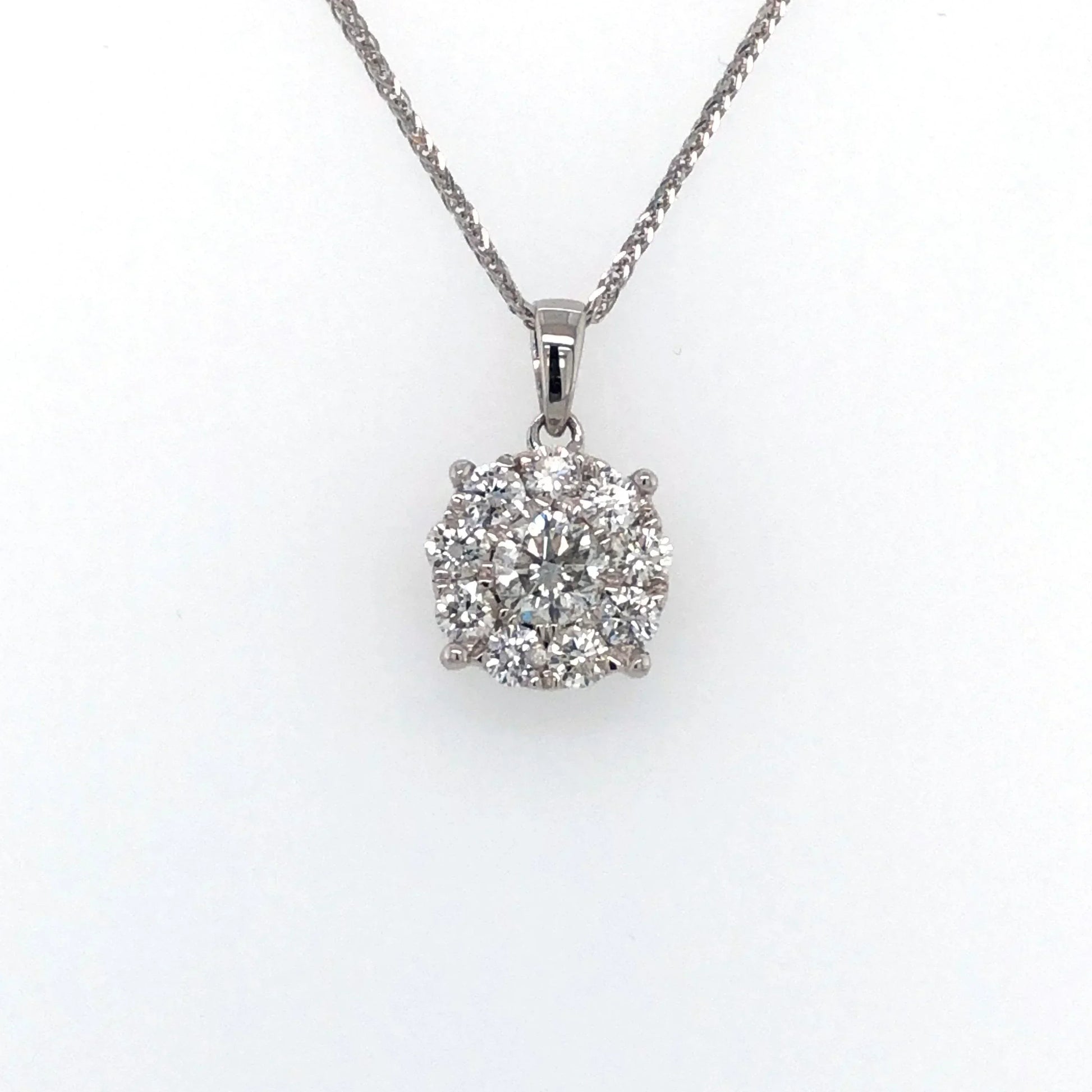 14K White Gold 1.00TDW Diamond Imperial Pendant