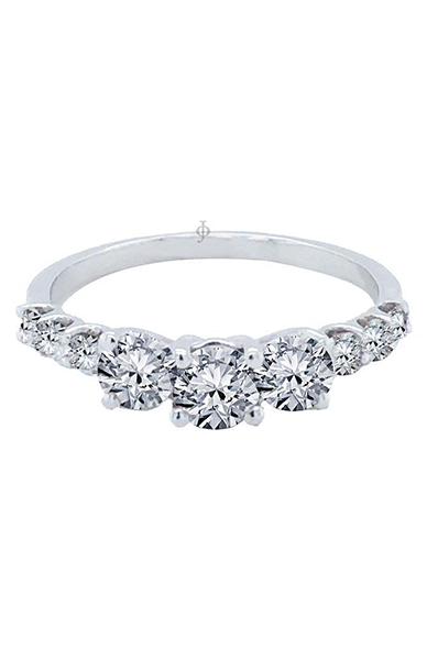 14K White Gold 1.00TDW Diamond Past Present Future Ring with Accent Diamonds