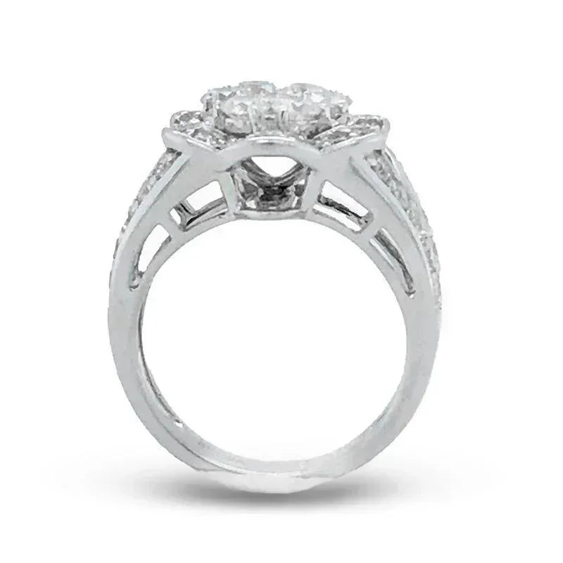 14k White Gold 2.00TDW Diamond Illusion Centre Ballerina Style Anniversary Ring