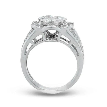 14k White Gold 2.00TDW Diamond Illusion Centre Ballerina Style Anniversary Ring