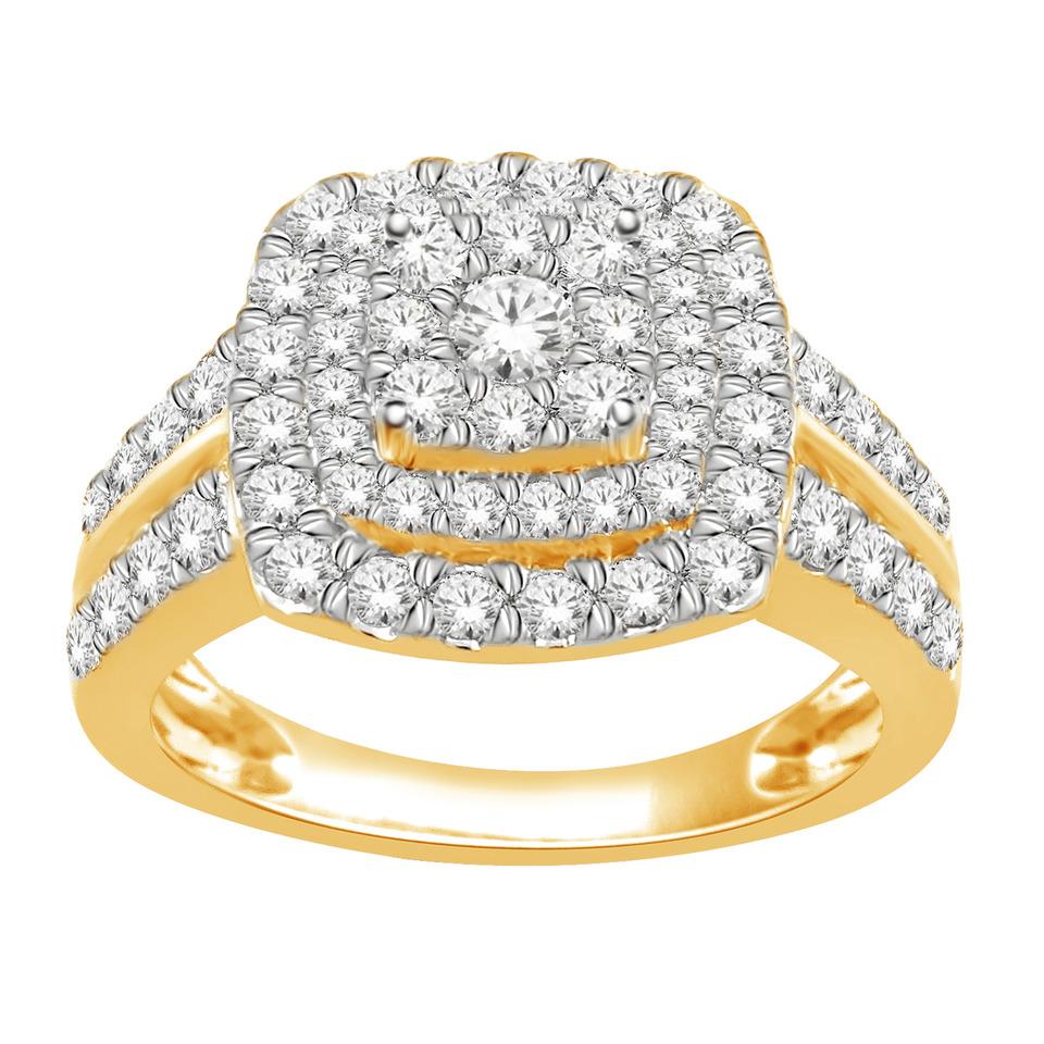 14K Yellow Gold 2.00TDW Diamond Solitaire Halo Engagement Ring
