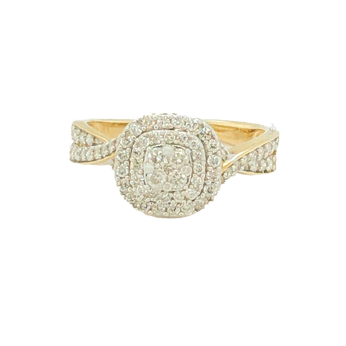 10K White Gold 0.50TDW Diamond Double Halo Engagement Ring