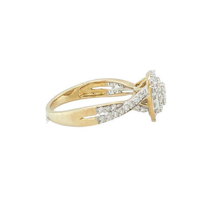 10K White Gold 0.50TDW Diamond Double Halo Engagement Ring