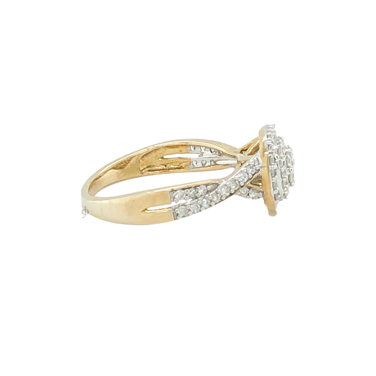 10K White Gold 0.50TDW Diamond Double Halo Engagement Ring