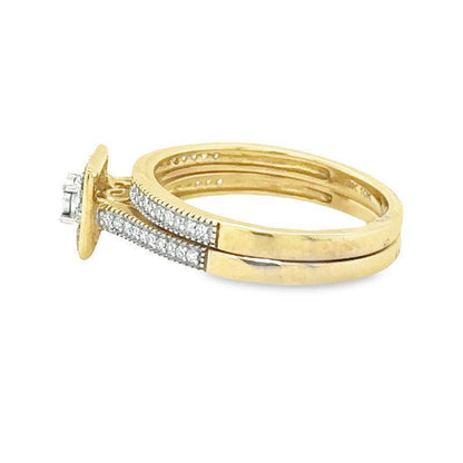 10K Yellow Gold 0.25TDW Diamond Bridal Set with Halo Design