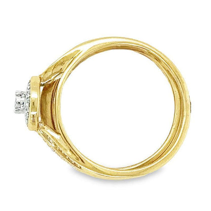 0.25TDW Diamond Bridal Set with Split Shank Band in 10K Yellow Gold