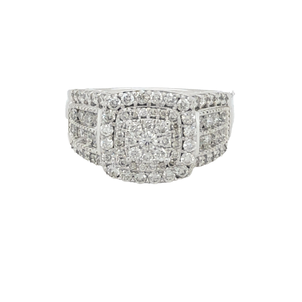 10K White Gold 1.00TDW Diamond Triple Halo Engagement Ring