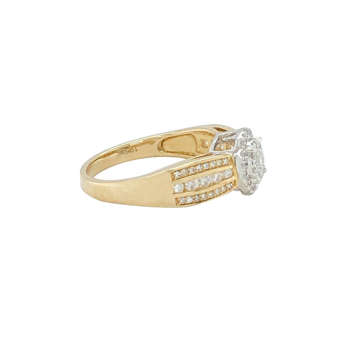 10K Yellow Gold 0.50TDW Diamond Double Halo Engagement Ring