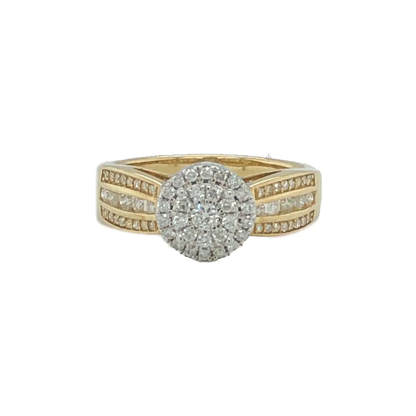 10K Yellow Gold 0.50TDW Diamond Double Halo Engagement Ring