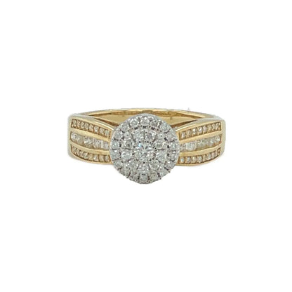 10K Yellow Gold 0.50TDW Diamond Double Halo Engagement Ring