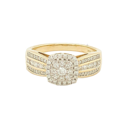 10K Yellow Gold 0.50TDW Diamond Double Halo Engagement Ring