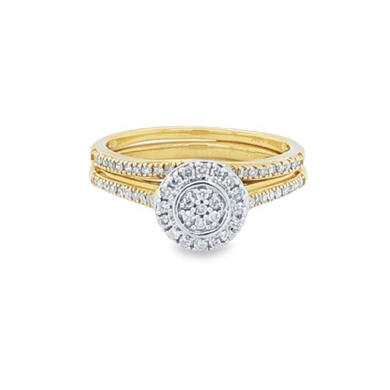 10K Yellow Gold 0.25TDW Diamond Round Halo Wedding Set