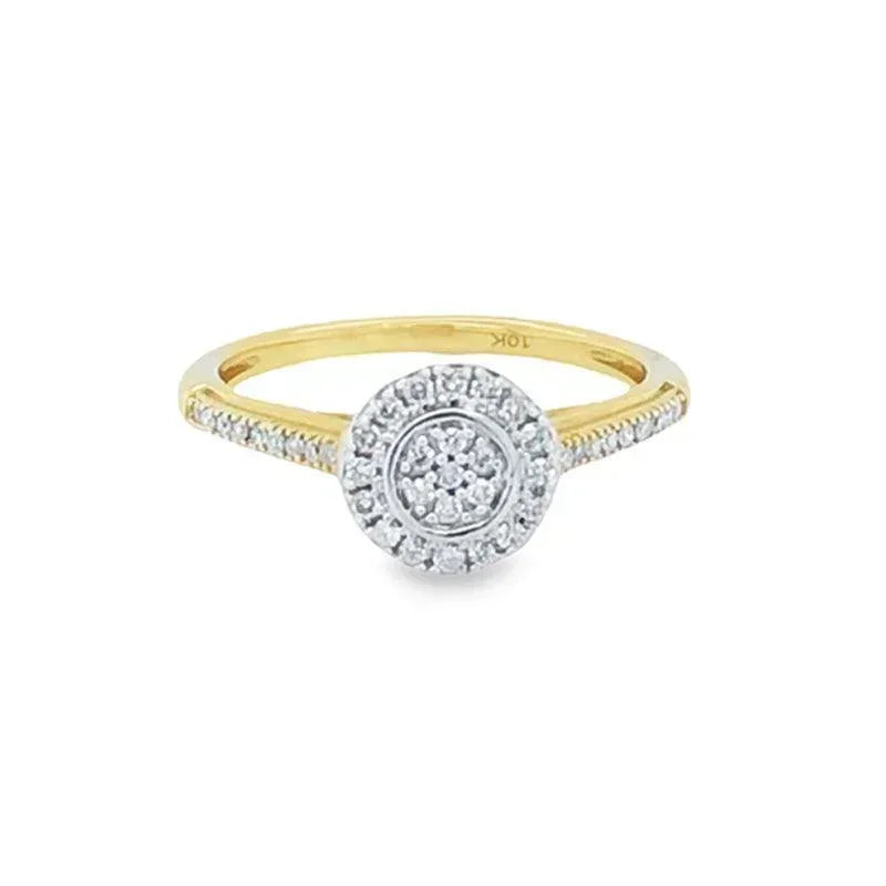 10K Yellow Gold 0.25TDW Diamond Round Halo Wedding Set