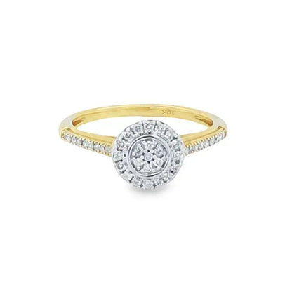 10K Yellow Gold 0.25TDW Diamond Round Halo Wedding Set