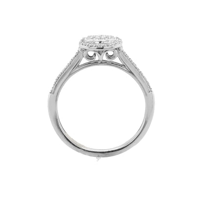 10K White Gold 0.25TDW Diamond Round Halo Wedding Set
