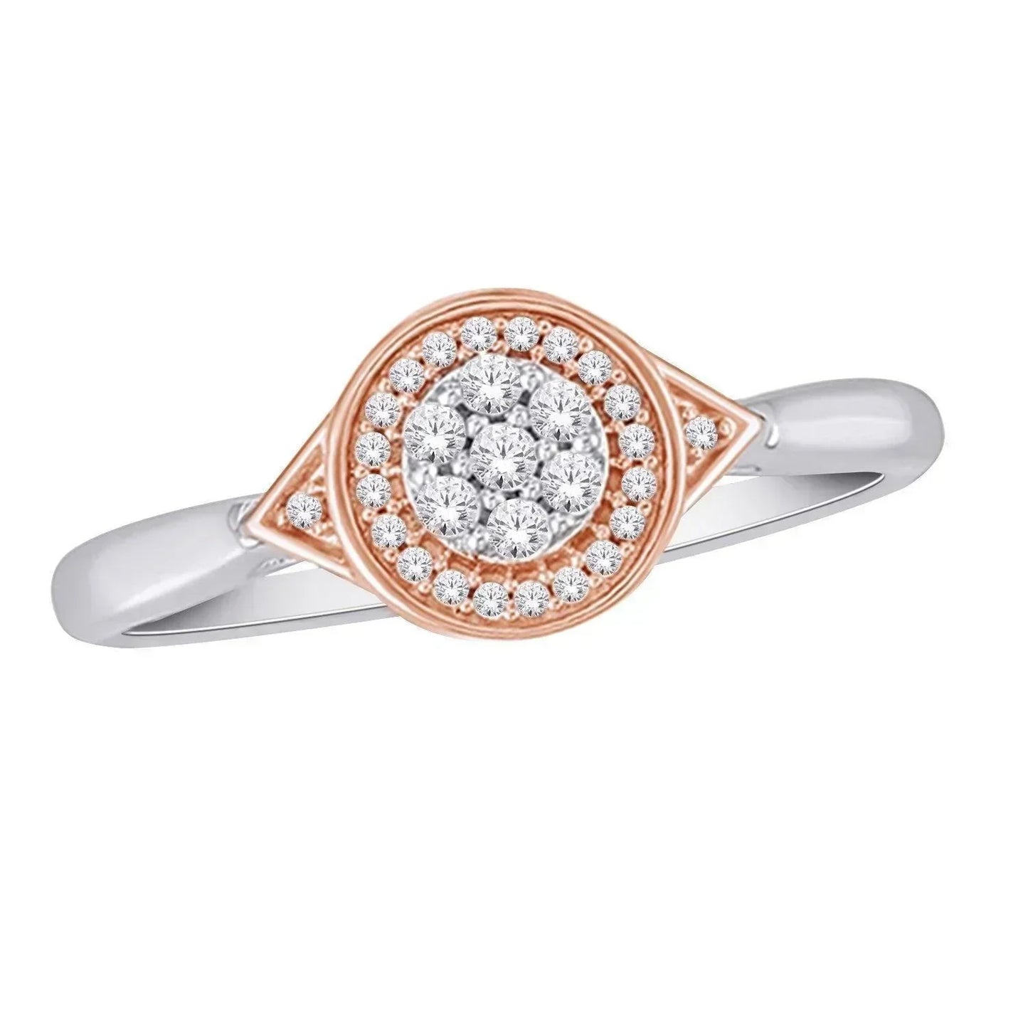 10 Karat White and Rose Gold 0.15TDW Diamond Cluster Halo Promise RIng