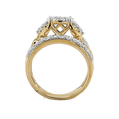 10K Yellow Gold 1.00TDW Diamond Imperial Illusion Head Wedding Set