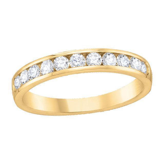 10K Yellow Gold 0.50TDW Diamond Channel Set Semi Eternity Wedding Band