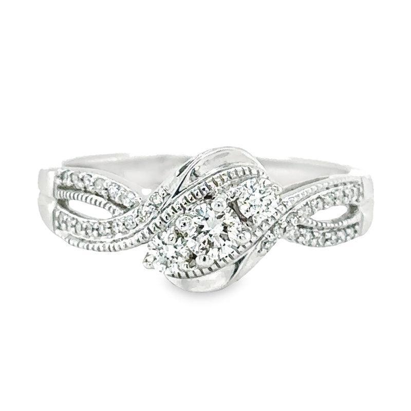 14K White Gold Diamond Engagement Ring with 0.33 Total Diamond Weight