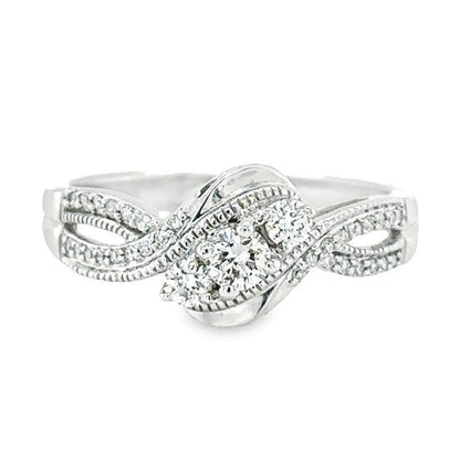 14K White Gold Diamond Engagement Ring with 0.33 Total Diamond Weight