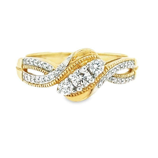 14K Yellow Gold Diamond Engagement Ring with 0.33 Total Diamond Weight