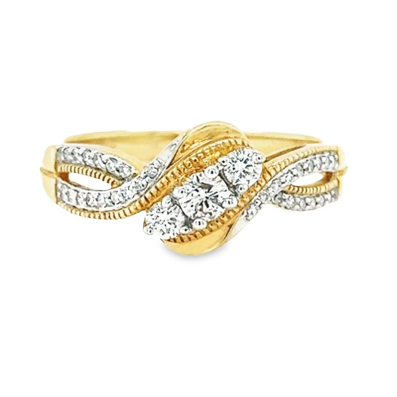 14K Yellow Gold Diamond Engagement Ring with 0.33 Total Diamond Weight