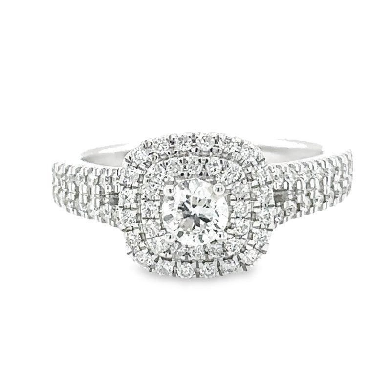 14K White Gold Diamond Engagement Ring with 1.00 Total Diamond Weight