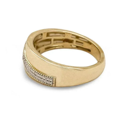 10K Yellow Gold 0.05TDW Mens Round Pave-set Diamond Wedding Band
