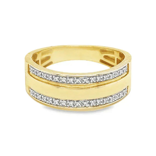 10K Yellow Gold 0.10TDW Diamond Men's Band